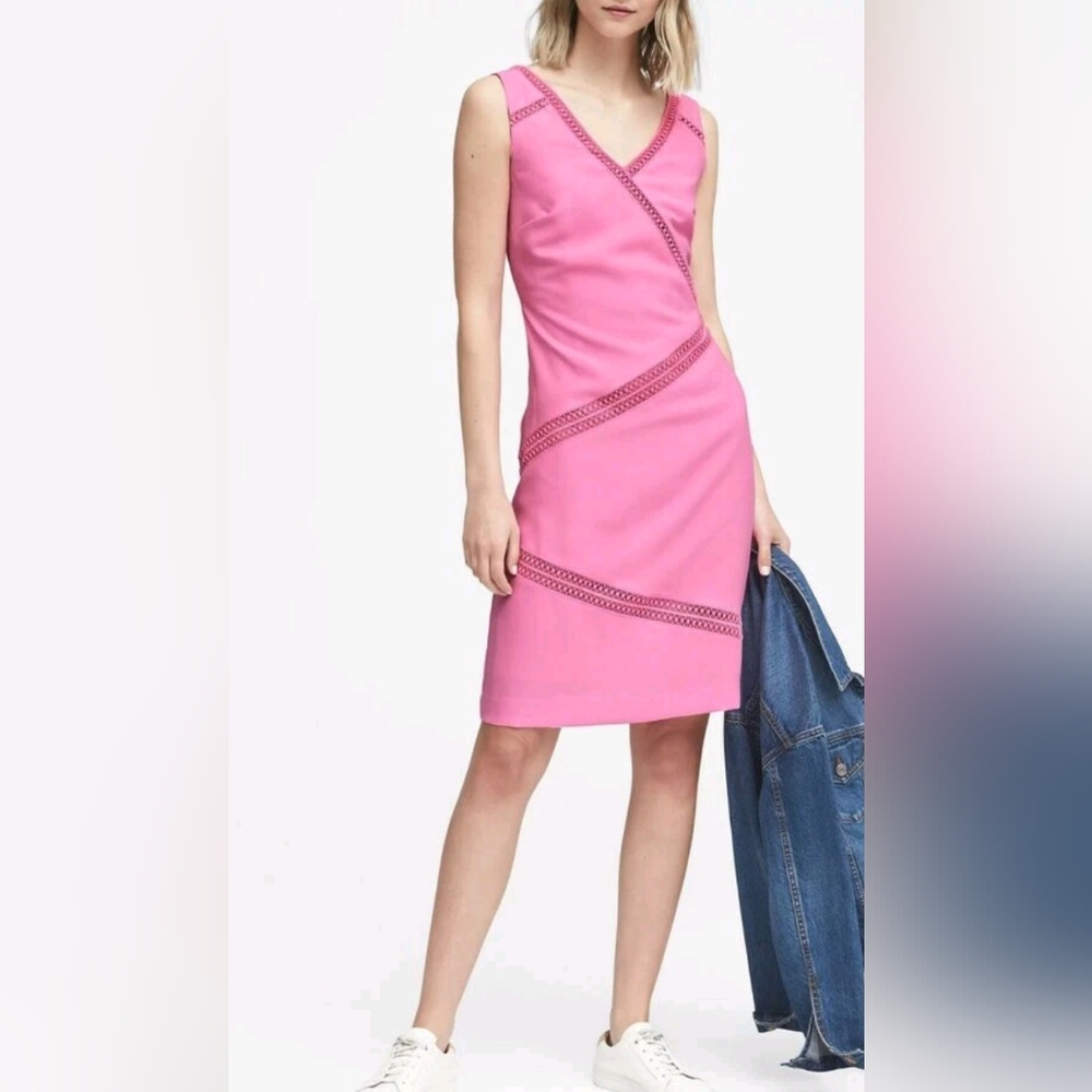 NWT Banana Republic Pink Lace Trim Sheath Dress Size 4